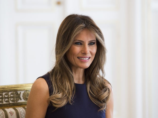 First Lady Melania Trump is pictured during a meeting with Polish President's wife Agata K