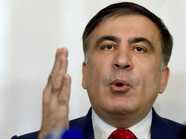 Former Georgian President Mikheil Saakashvili attends a press conference in Warsaw on February 13, 2018.