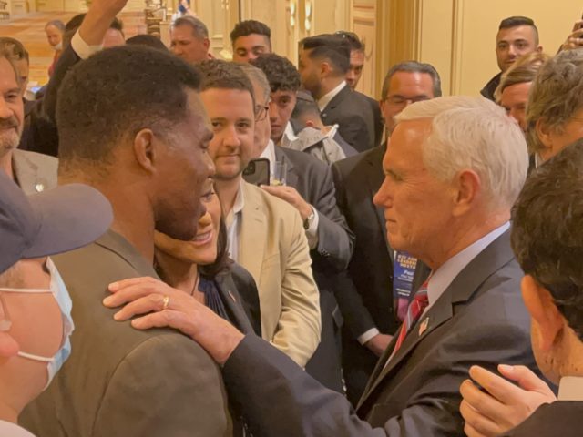 Herschel Walker and Mike Pence (Joel Pollak / Breitbart News)