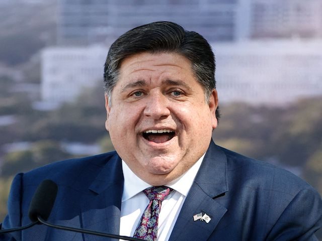 Illinois Governor J.B. Pritzker speaks during the groundbreaking ceremony for the Obama Presidential Center at Jackson Park on September 28, 2021, in Chicago, Illinois. (Kamil Krzaczynski/AFP via Getty Images)