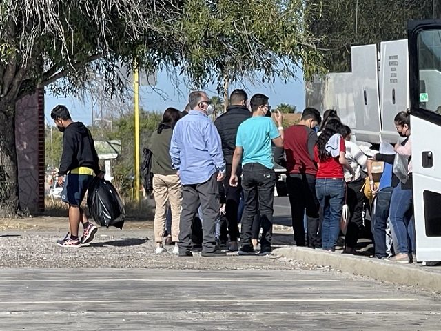 A group of mostly Venezuelan and Cuban migrants are being released in the Del Rio, Texas, area. (Randy Clark/Breitbart Texas)