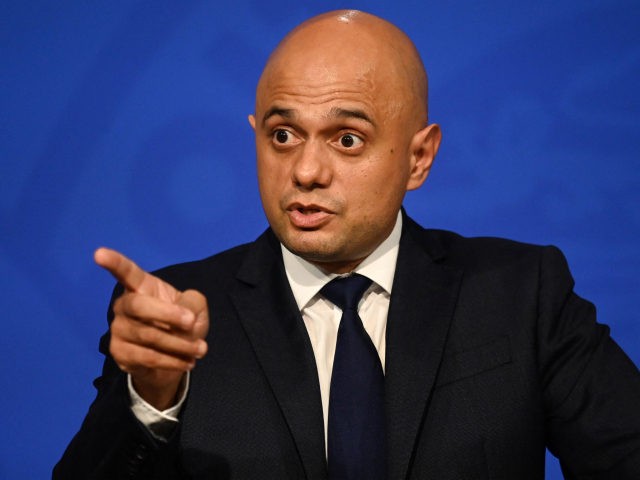 Britain's Health Secretary Sajid Javid speaks during a press conference inside the Downing