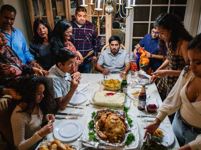 Family together for Thanksgiving dinner.