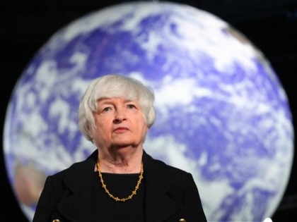 Inflation Banks - GLASGOW, SCOTLAND - NOVEMBER 03: US Treasury Secretary Janet Yellen takes part in a CNN television interview in the Action Zone at COP26 on November 03, 2021 in Glasgow, Scotland. Day Four of COP26 is billed as Finance Day at the 2021 climate summit in Glasgow. Global …