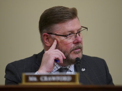 WASHINGTON, DC - APRIL 15: Rep. Rick Crawford (R-AR) listens during a House Intelligence Committee hearing on April 15, 2021 in Washington, D.C. The hearing follows the release of an unclassified report by the intelligence community detailing the U.S. and its allies will face "a diverse array of threats" in …