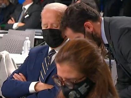 President Joe Biden struggled to stay awake Monday during the opening speeches at the COP2