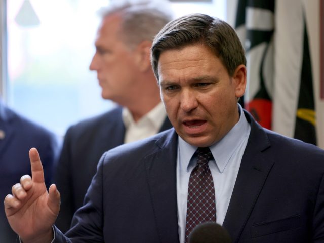 HIALEAH, FLORIDA - AUGUST 05: Florida Gov. Ron DeSantis speaks during a press conference held at the Assault Brigade 2506 Honorary Museum on August 05, 2021 in Hialeah, Florida. The governor and other politicians addressed the media on their desire to see America push for democracy and freedom in Cuba …