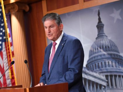 US Senator Joe Manchin, D-WV, speaks during a press conference as he talks about his posit