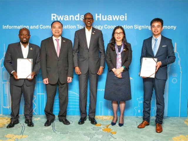 Rwanda President H.E. Paul Kagame, Huawei Chairwoman Ms. Sun Yafang and ITU Secretary Gene