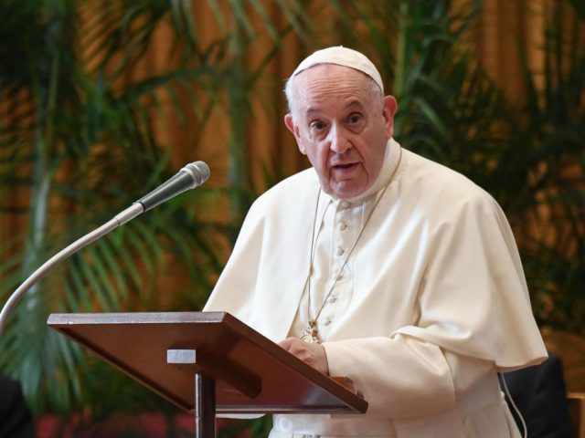 Pope Francis addresses the meeting "Faith and Science: Towards COP26" on October 4, 2021 i