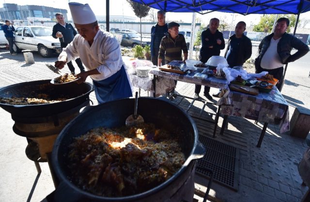 Uzbekistan's national dish, plov, is a type of pilaf made with meat, onions, yellow carrot