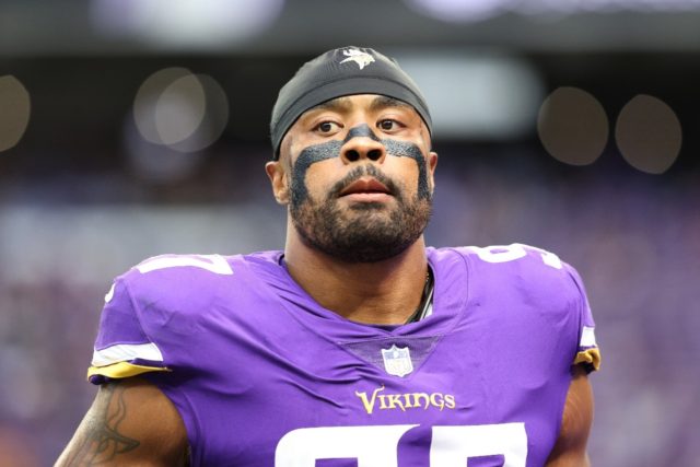 Minnesota defensive end Everson Griffen before a Vikings NFL game against the Detroit Lion