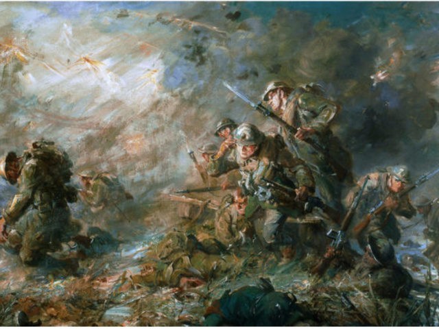 “The Last Night of The War” 5th Marines Crossing the Meuse. Public Domain – USMC Art Collection