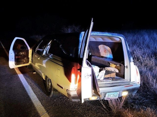 Agents patrolling the border near Sasabe, Arizona, on December 9 found a group of six migrants packed in the rear area of a hearse. (U.S. Border Patrol/Tucson Sector)