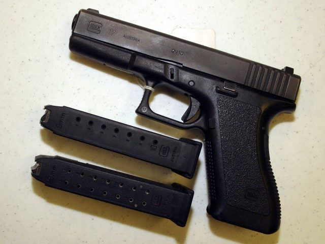 BOSSIER CITY, LA-SEPTEMBER 11: A Glock 9mm pistol, legal to own under present guns laws, i