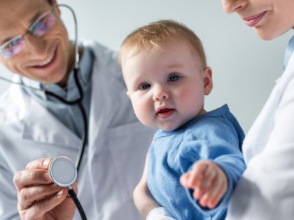A baby boy at a medical checkup