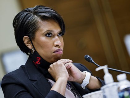Washington, D.C., Mayor Muriel Bowser testifies before a House Oversight and Reform Committee hearing on the District of Columbia statehood bill, Monday, March 22, 2021 on Capitol Hill in Washington. (Carlos Barria/Pool via AP)