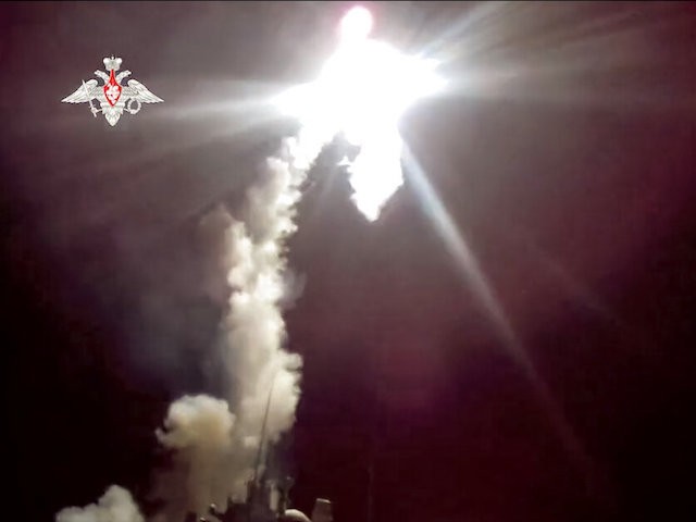 In this photo taken from video released on Monday, Nov. 29, 2021 by the Russian Defense Ministry Press Service, The Admiral Gorshkov frigate of the Russian navy launches a Zircon hypersonic cruise missile in the White Sea. The launch was the latest in a series of tests of Zircon, which is set to enter service next year. (Russian Defense Ministry Press Service via AP)