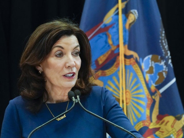 New York Gov. Kathy Hochul speaks at an event, Friday, Dec. 10, 2021, in New York. Hochul