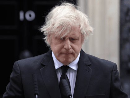LONDON, UNITED KINGDOM - APRIL 09: (EDITORIAL USE ONLY) Prime Minister Boris Johnson makes a statement in Downing Street on the death of HRH The Prince Philip, Duke of Edinburgh, on April 09, 2021 in London, United Kingdom. The Queen has announced the death of her beloved husband, His Royal …