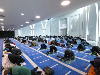 Muslim worshippers pray on the first day of the holy month of Ramadan on April 13, 2021, a