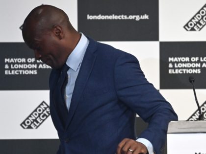 LONDON, ENGLAND - MAY 08: Conservative hopeful Shaun Bailey speaks after Sadiq Khan is re-elected as London mayor for second term at the London election count declaration on May 8, 2021 in London, England. The London mayoral and Assembly election takes place today a year after the emergency Coronavirus Act …