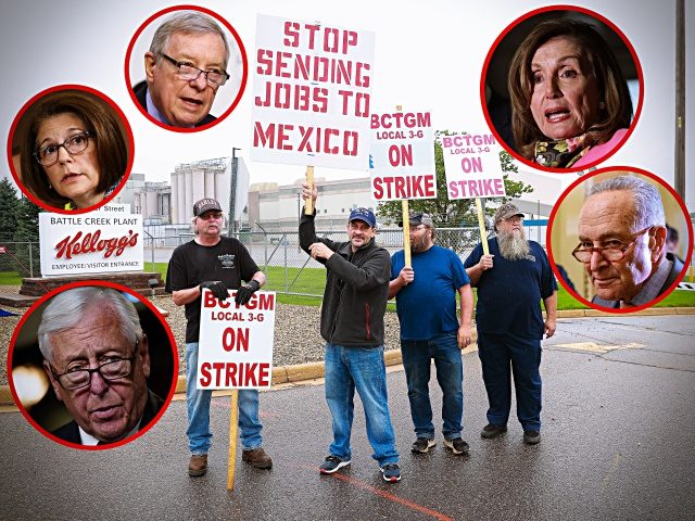 BATTLE CREEK, MI - OCTOBER 07: Kellogg's Cereal plant workers demonstrate in front of