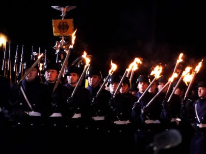 BERLIN, GERMANY - DECEMBER 02: German soldiers participate in a military grand tattoo in h