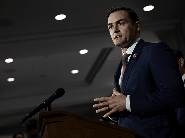 Rep. Mike Gallagher (R-WI) speaks to reporters after a House Republican Caucus meeting at the U.S. Capitol on September 21, 2021 in Washington, DC. The House of Representatives are expected to have a vote later today on legislation which would keep the government from shutting down on September 30. (Photo by Anna Moneymaker/Getty Images)