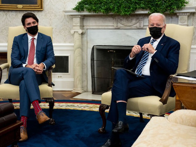 President Joe Biden and Prime Minister of Canada Justin Trudeau during a meeting in the Oval Office, Thursday, Nov. 18, 2021. (POOL Photo by Doug Mills/The New York Times)