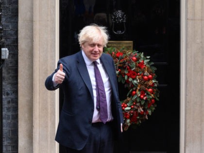 LONDON, ENGLAND - DECEMBER 03: Prime Minister Boris Johnson awaits the arrival of Sultan Hassanal Bolkiah of Brunei before their meeting at 10 Downing Street on December 03, 2021 in London, England. Bolkiah was crowned Brunei's 29th sultan in 1968, when Brunei was still a British protectorate. (Photo by Leon …