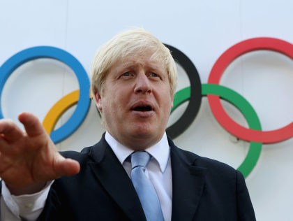LONDON - JULY 12: Mayor of London Boris Johnson speaks during a visit to the Olympic Park and Olympic Village on July 12, 2012 in London, England. (Photo by Scott Heavey - Pool/Getty Images)