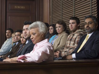Jurors sitting in courtroom