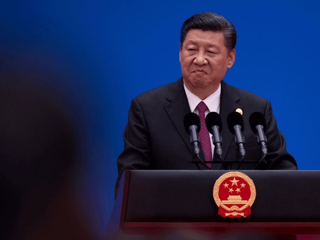 BEIJING, CHINA - MAY 15: Chinese President Xi Jinping attends a news conference at the end of the Belt and Road Forum for International Cooperation on May 15, 2017 in Beijing, China. The Forum, running from May 14 to 15, is expected to lay the groundwork for Beijing-led infrastructure initiatives aimed at connecting China with Europe, Africa and Asia. (Photo by Nicolas Asfouri-Pool/Getty Images)