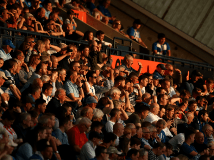 KILMARNOCK, SCOTLAND - JULY 13: Supporters look on in the late afternoon sunshine during the Betfred Scottish League Cup match between Kilmarnock and St Mirren at Rugby Park on July 13, 2018 in Kilmarnock, Scotland. (Photo by Jan Kruger/Getty Images)
