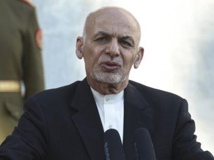 Afghan President Ashraf Ghani speaks during a joint press conference with Pakistan's Prime