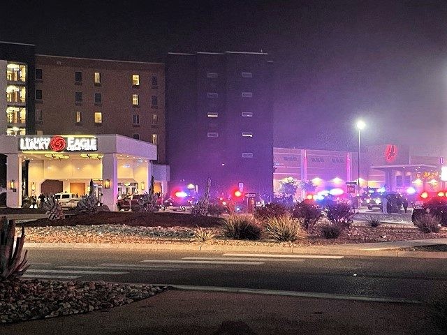 Police in Eagle Pass, Texas, investigate a reported active shooter crime scene at the Kickapoo Lucky Eagle Casino in Eagle Pass, Texas. (Randy Clark/Breitbart Texas)