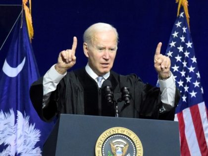 President Joe Biden speaks at commencement exercises for South Carolina State University on Friday, Dec. 17, 2021, in Orangeburg, S.C.