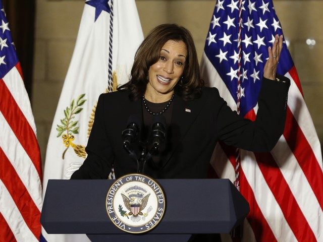 Vice President Kamala Harris speaks about the recently signed infrastructure law will benefit Ohioans after touring the Plumbers and Pipefitters Union Local 189 Friday, Nov. 19, 2021, in Columbus, Ohio.