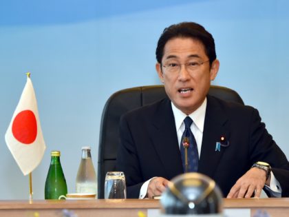 Japanese Foreign Minister Fumio Kishida delivers a speech during a trilateral foreign minister's meeting with Japan and South Korea in Tokyo on August 24, 2016. The ministers held their first talks in more than a year just hours after North Korea fired a ballistic missile from a submarine towards Japan. …
