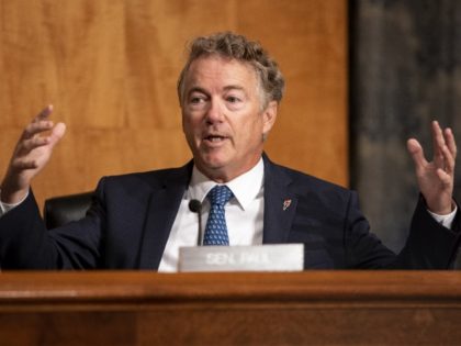 WASHINGTON, DC - SEPTEMBER 21: Sen. Rand Paul (R-KY) asks questions about FISA and Crossfire Hurricane during a Senate Homeland Security & Governmental Affairs hearing to discuss security threats 20 years after the 9/11 terrorist attacks at the U.S. Capitol on September 21, 2021, in Washington, DC.