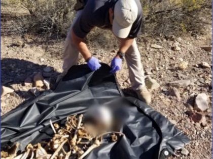 A Culberson County, Texas, Sheriff's Office deputy recovers the remains suspected to be th