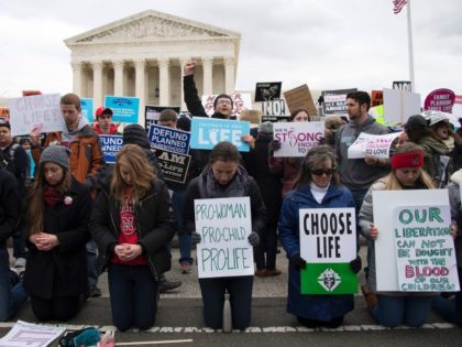 Pro-life activists gather in front of the US Supreme Court at the 44th annual March for Li