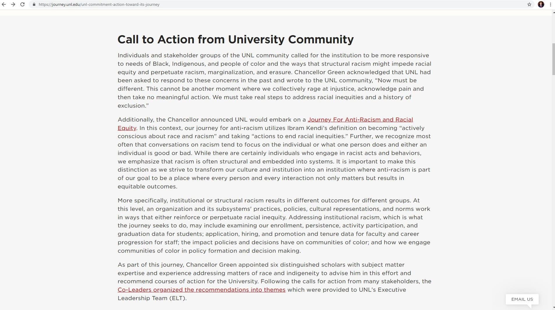 UNL "Call to Action" referencing Ibram X. Kendi. (Taylor Gage / Twitter).