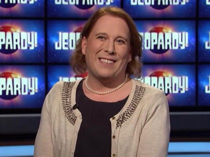 Jeopardy winner Amy Schneider, a transgender man, has been hailed by corporate media as "the highest-earning female contestant" in the game show’s history. Screenshot/CBS