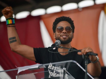 WEST HOLLYWOOD, CA - JUNE 11: Jussie Smollett speaks during the LA Pride ResistMarch on June 11, 2017 in West Hollywood, California. (Photo by Chelsea Guglielmino/Getty Images)
