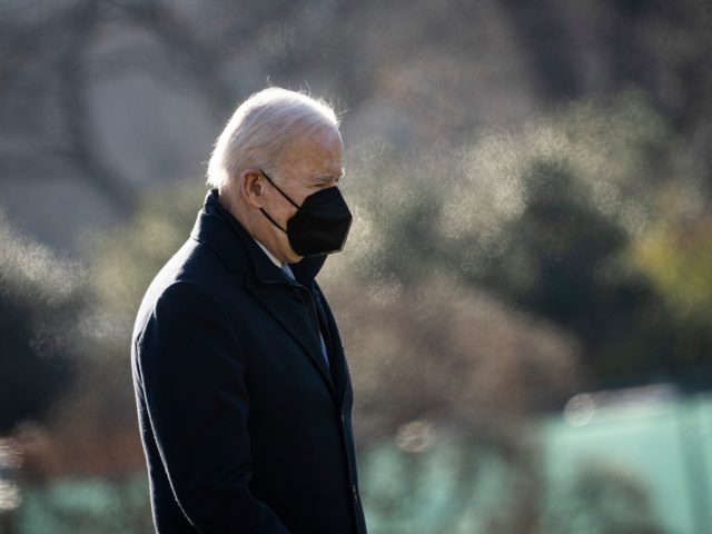 WASHINGTON, DC - DECEMBER 20: U.S. President Joe Biden exits Marine One on the South Lawn of the White House December 20, 2021 in Washington, DC. Biden spent the weekend in Wilmington, Delaware. (Photo by Drew Angerer/Getty Images)