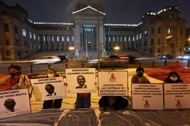 Activists demonstrated in Lima, Peru for the thousands of women victims of forced steriliz