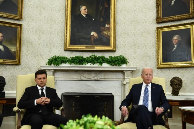 US President Joe Biden, shown here meeting with President Volodymyr Zelensky in September,