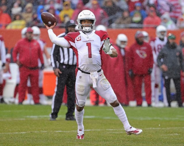 Arizona Cardinals quarterback Kyler Murray passes against the Chicago Bears in an NFL vict